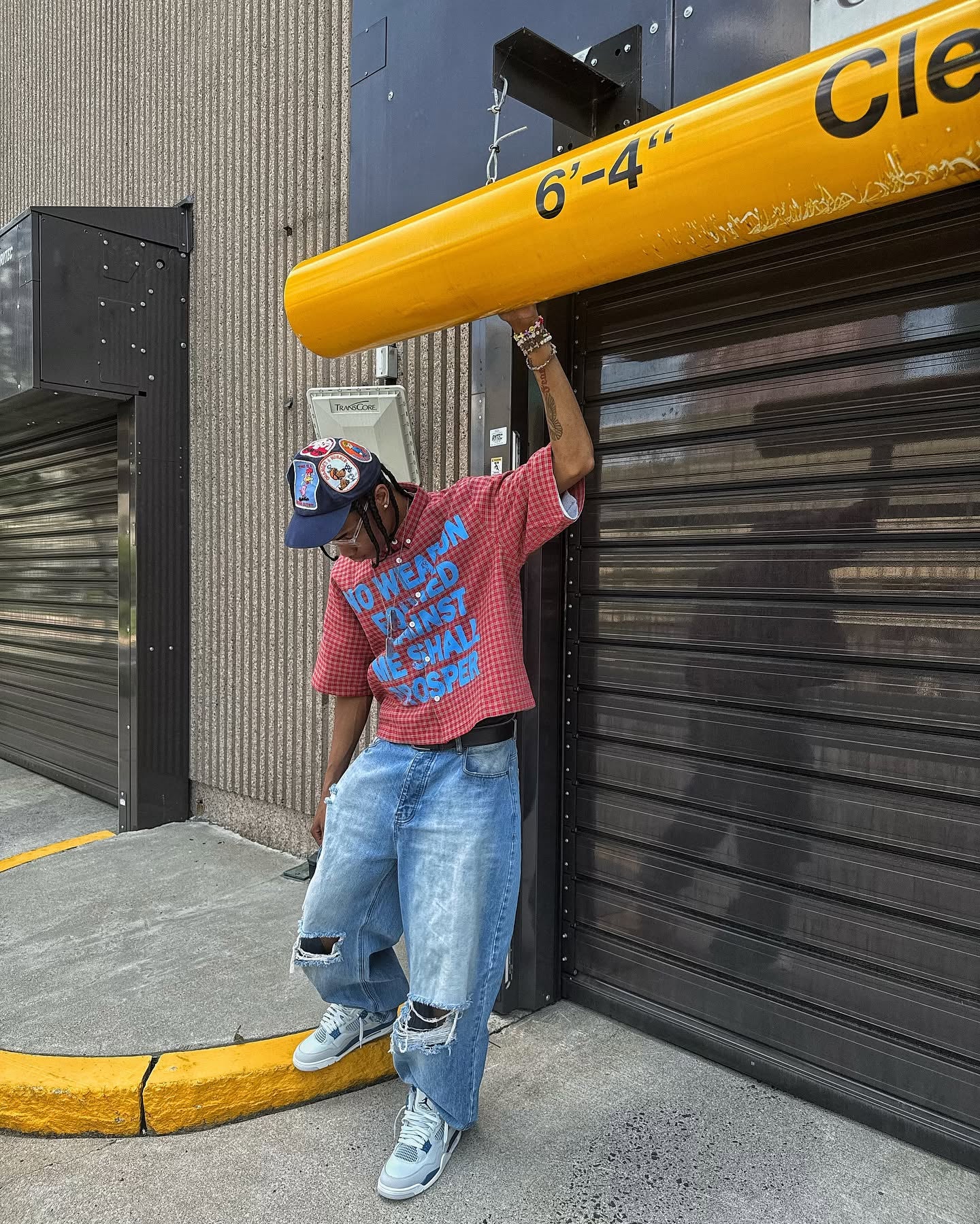 'NO WEAPON FORMED' PLAID BUTTON SHIRT - Image 4